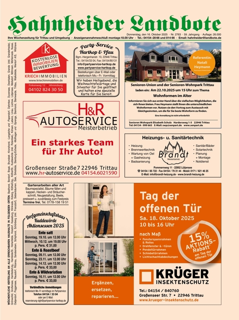 Hahnheider Landbote vom 16.10.2025