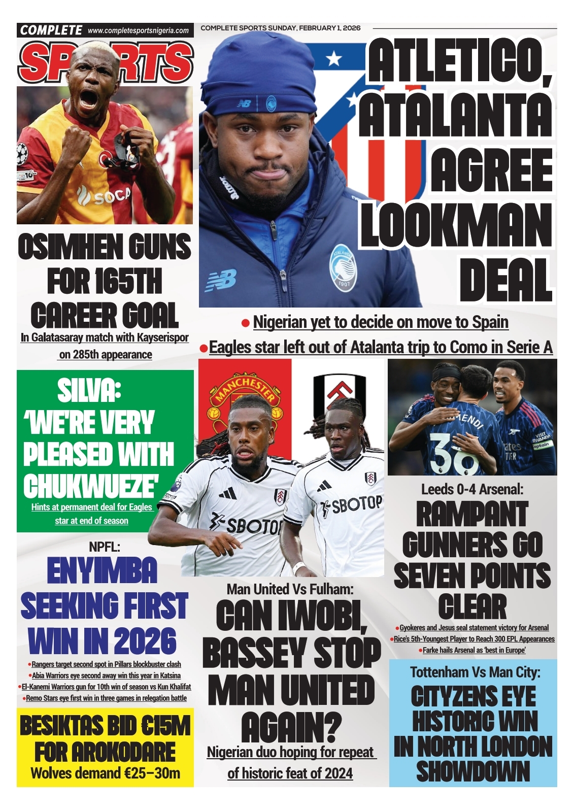 COMPLETE SPORTS - SUNDAY, FEB 1, 2026