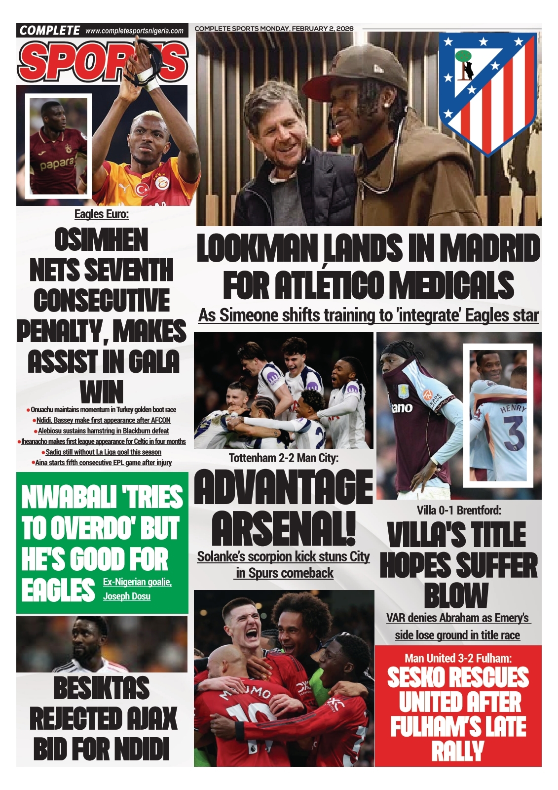 COMPLETE SPORTS - MONDAY, FEB 2, 2026