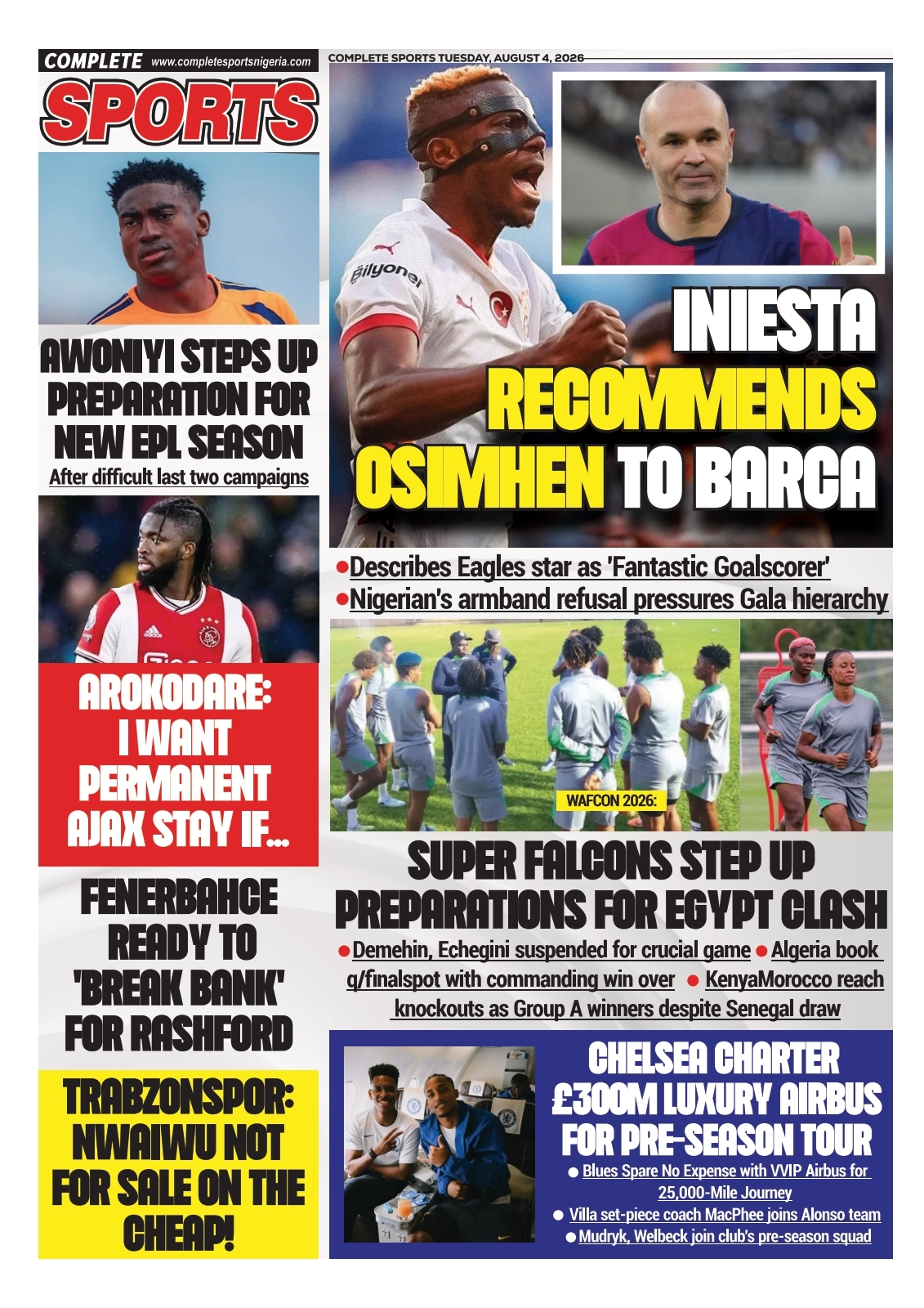 COMPLETE SPORTS - TUESDAY, AUG 4, 2026