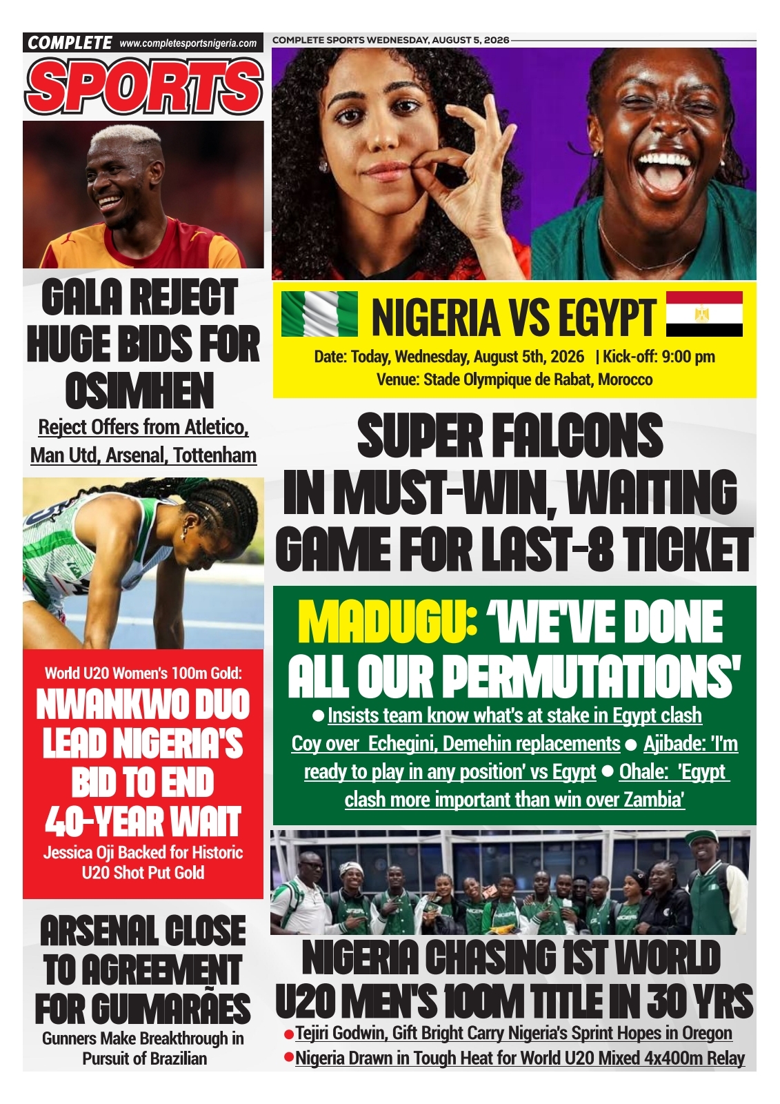 COMPLETE SPORTS - WEDNESDAY, AUG 5, 2026