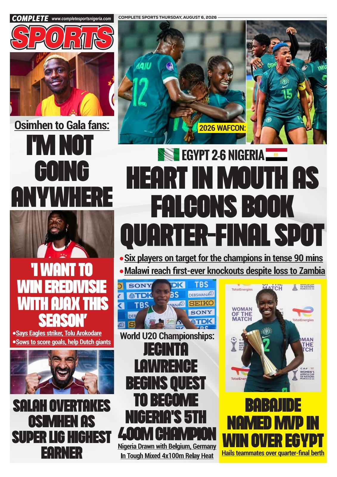 COMPLETE SPORTS - THURSDAY, AUG 6, 2026