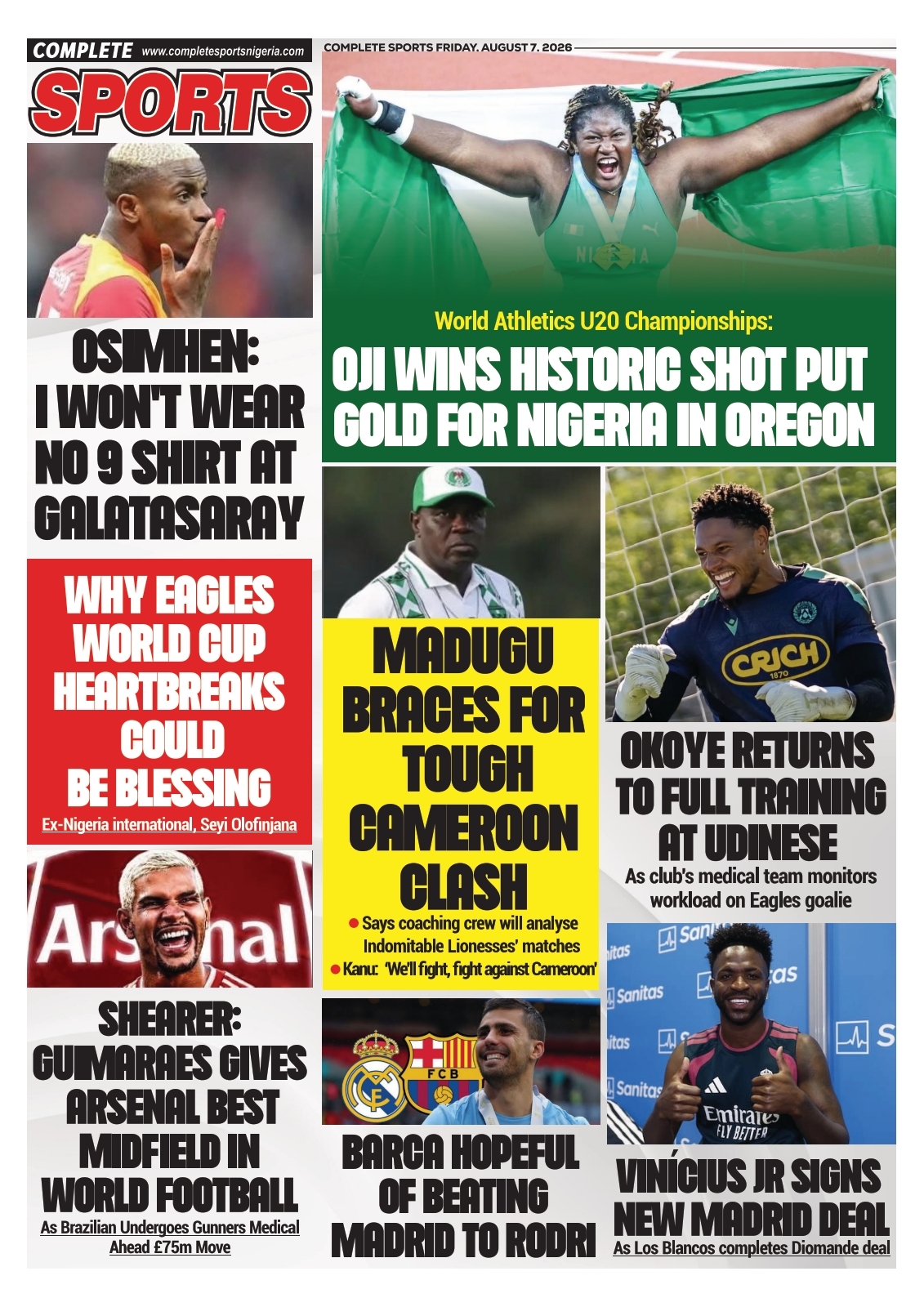 COMPLETE SPORTS - FRIDAY, AUG 7, 2026