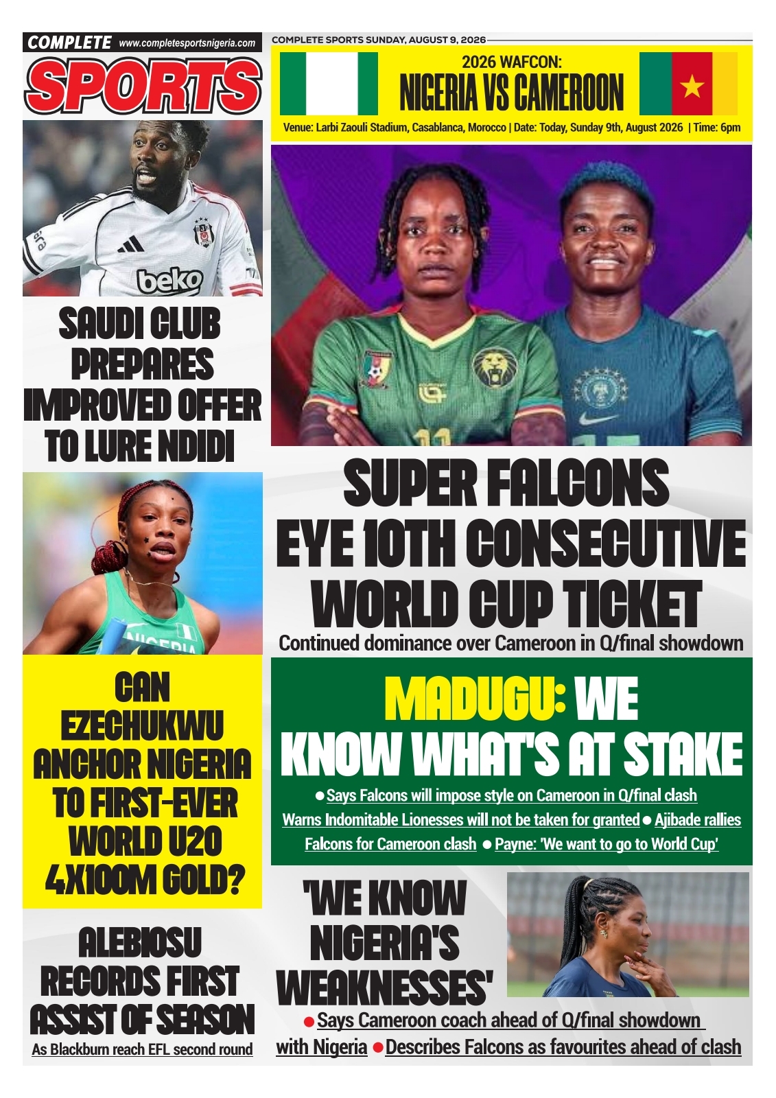 COMPLETE SPORTS - SUNDAY, AUG 9, 2026