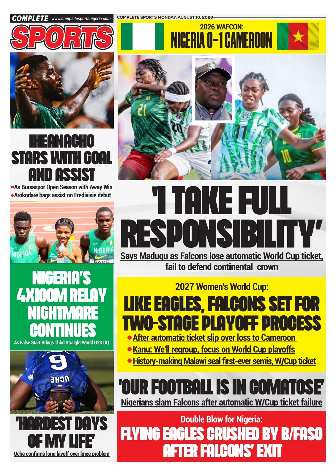 COMPLETE SPORTS - MONDAY, AUG 10, 2026