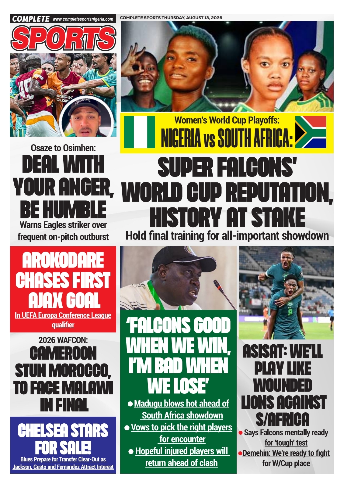 COMPLETE SPORTS - THURSDAY, AUG 13, 2026