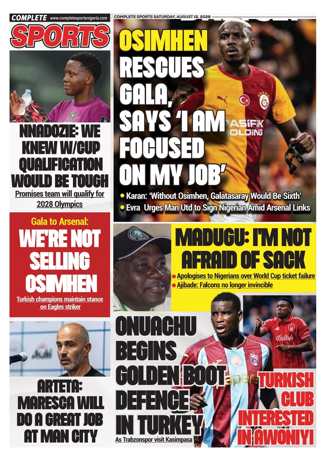 COMPLETE SPORTS - SATURDAY, AUG 15, 2026