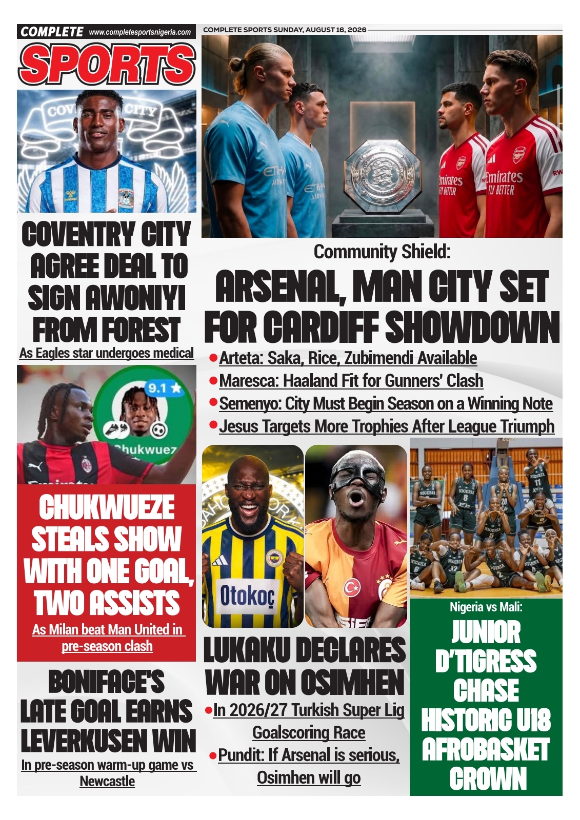 COMPLETE SPORTS - SUNDAY, AUG 16, 2026