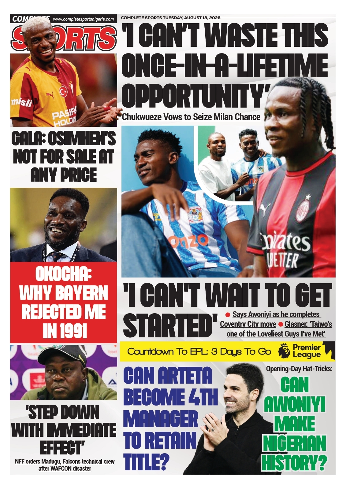 COMPLETE SPORTS - TUESDAY, AUG 18, 2026