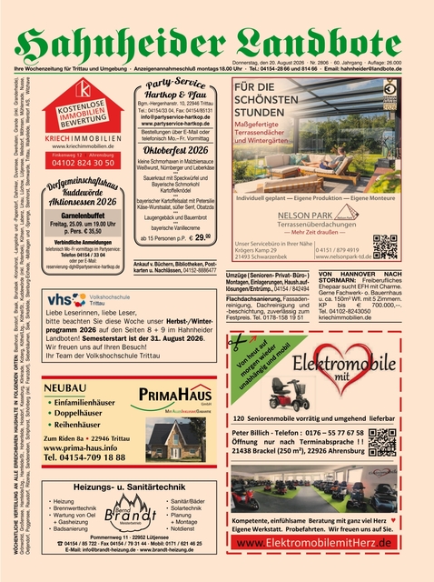 Hahnheider Landbote vom 20.08.2026