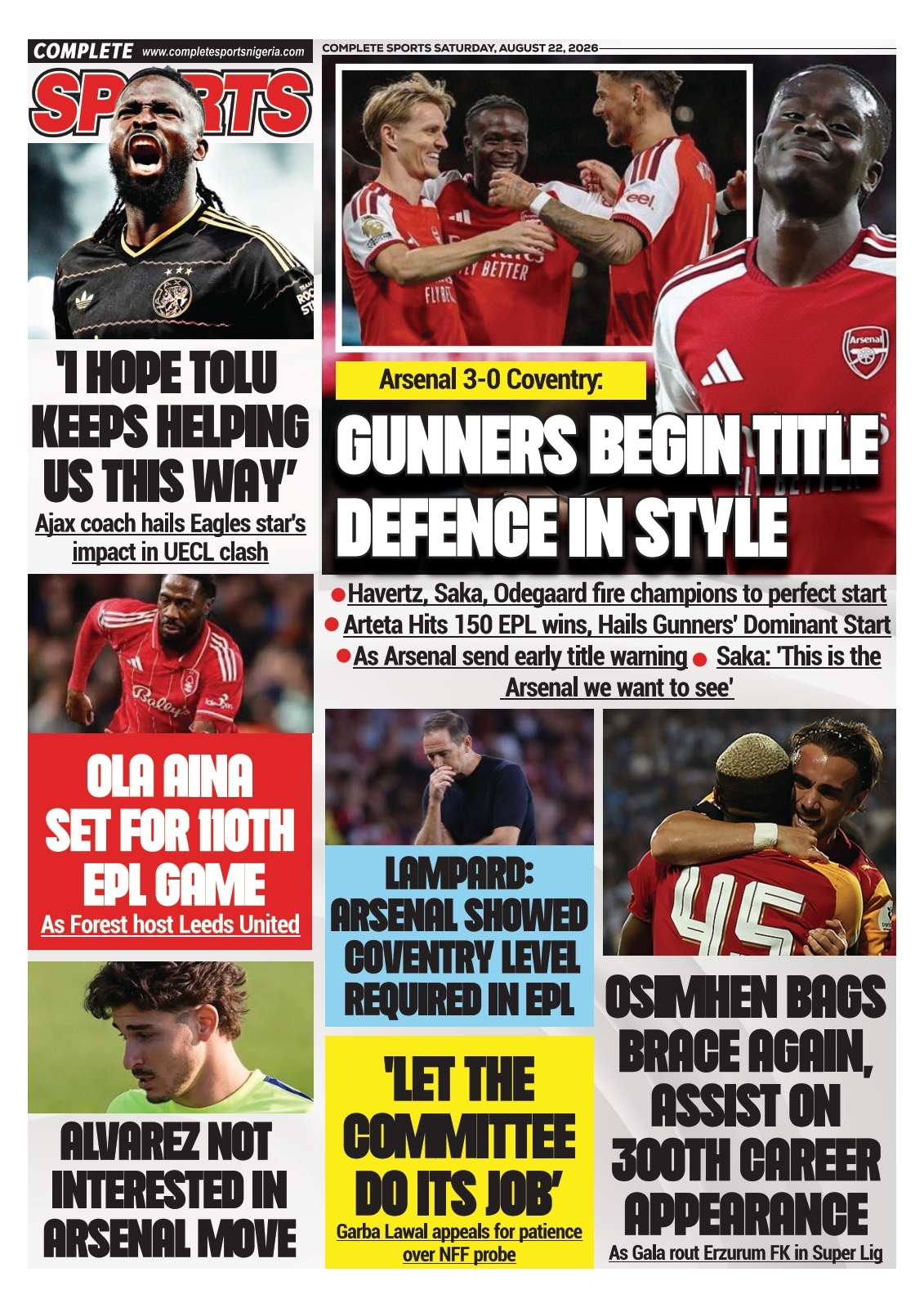 COMPLETE SPORTS - SATURDAY, AUG 22, 2026