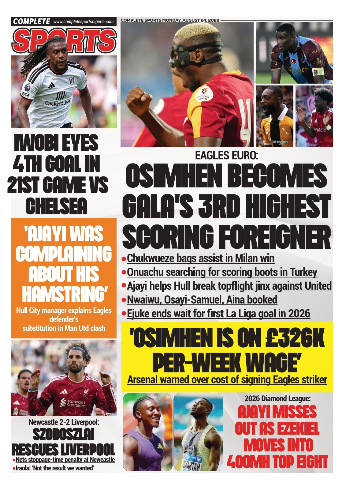 COMPLETE SPORTS - MONDAY, AUG 24, 2026
