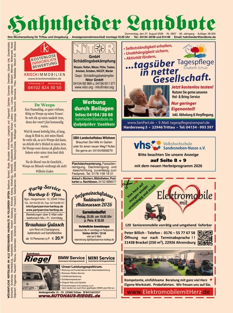 Hahnheider Landbote vom 27.08.2026