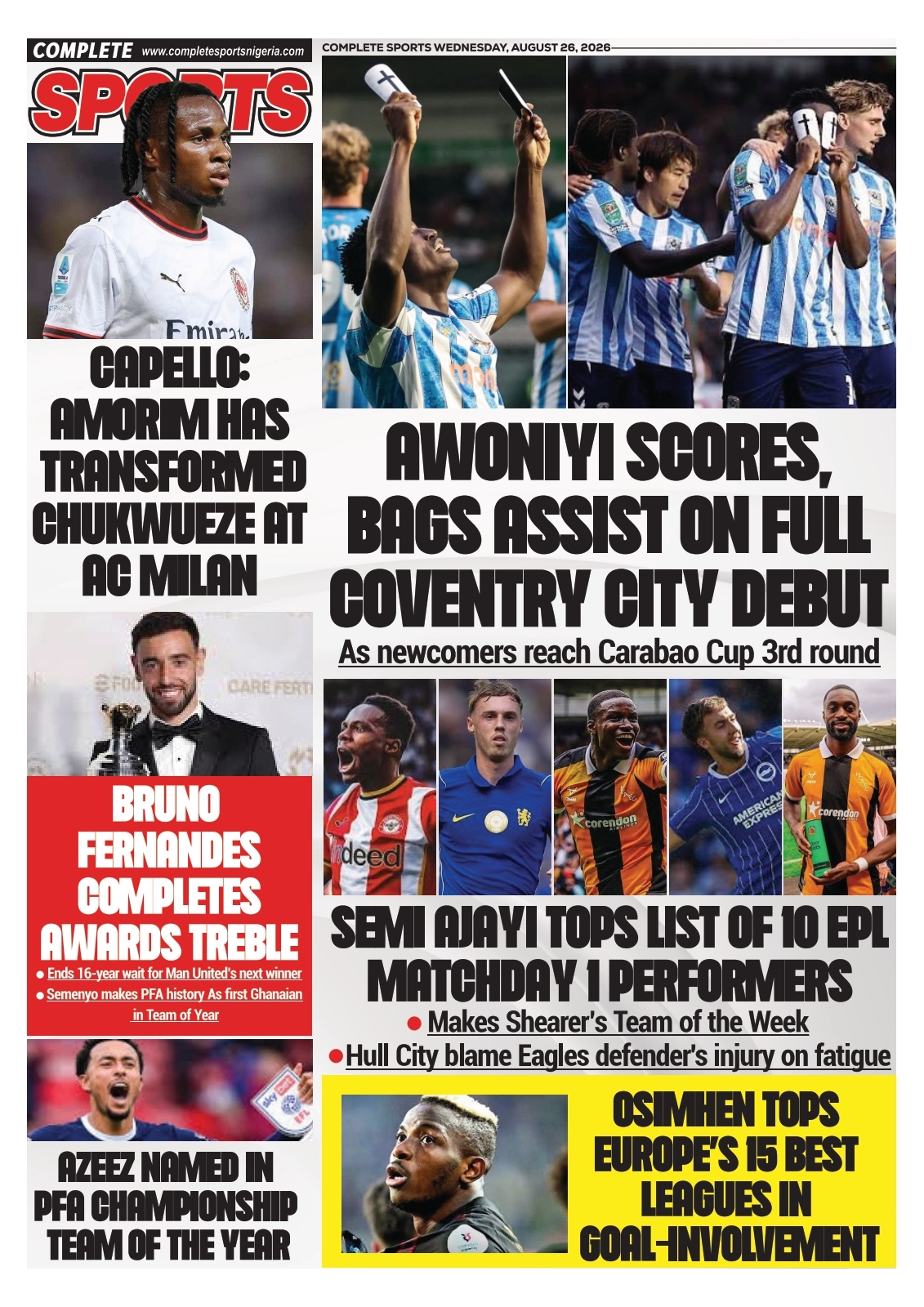 COMPLETE SPORTS - WEDNESDAY, AUG 26, 2026
