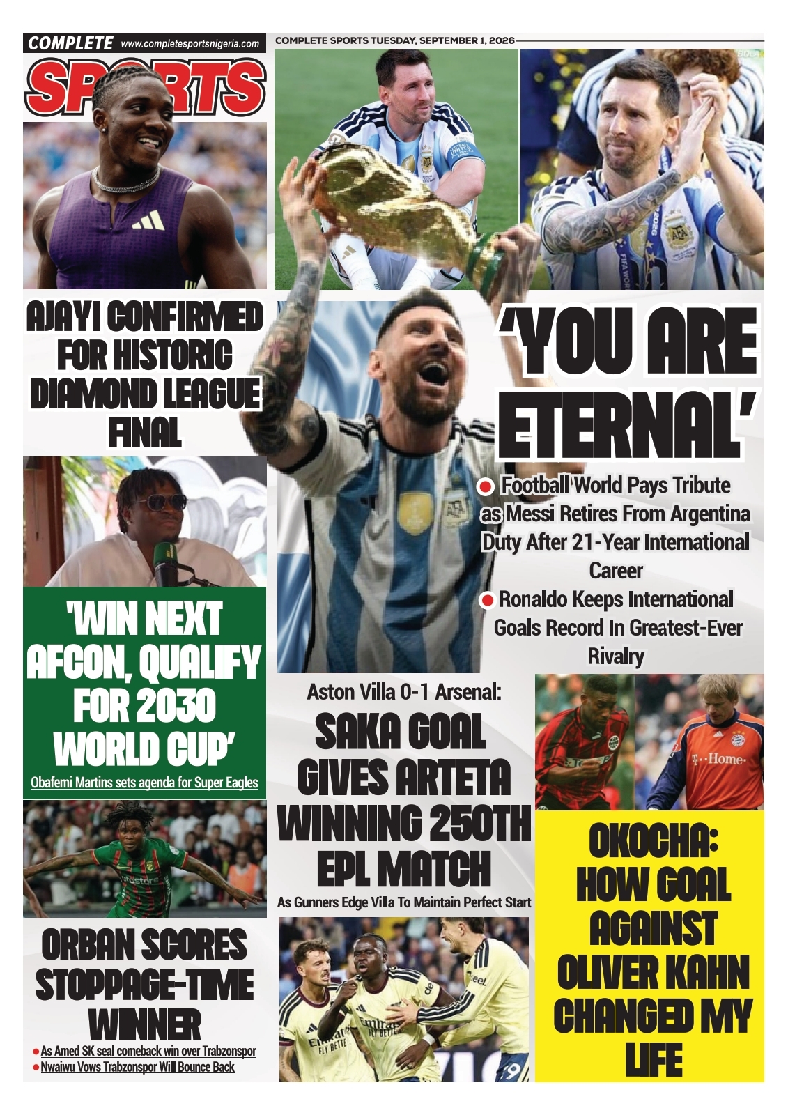 COMPLETE SPORTS - TUESDAY, SEPT 1, 2026