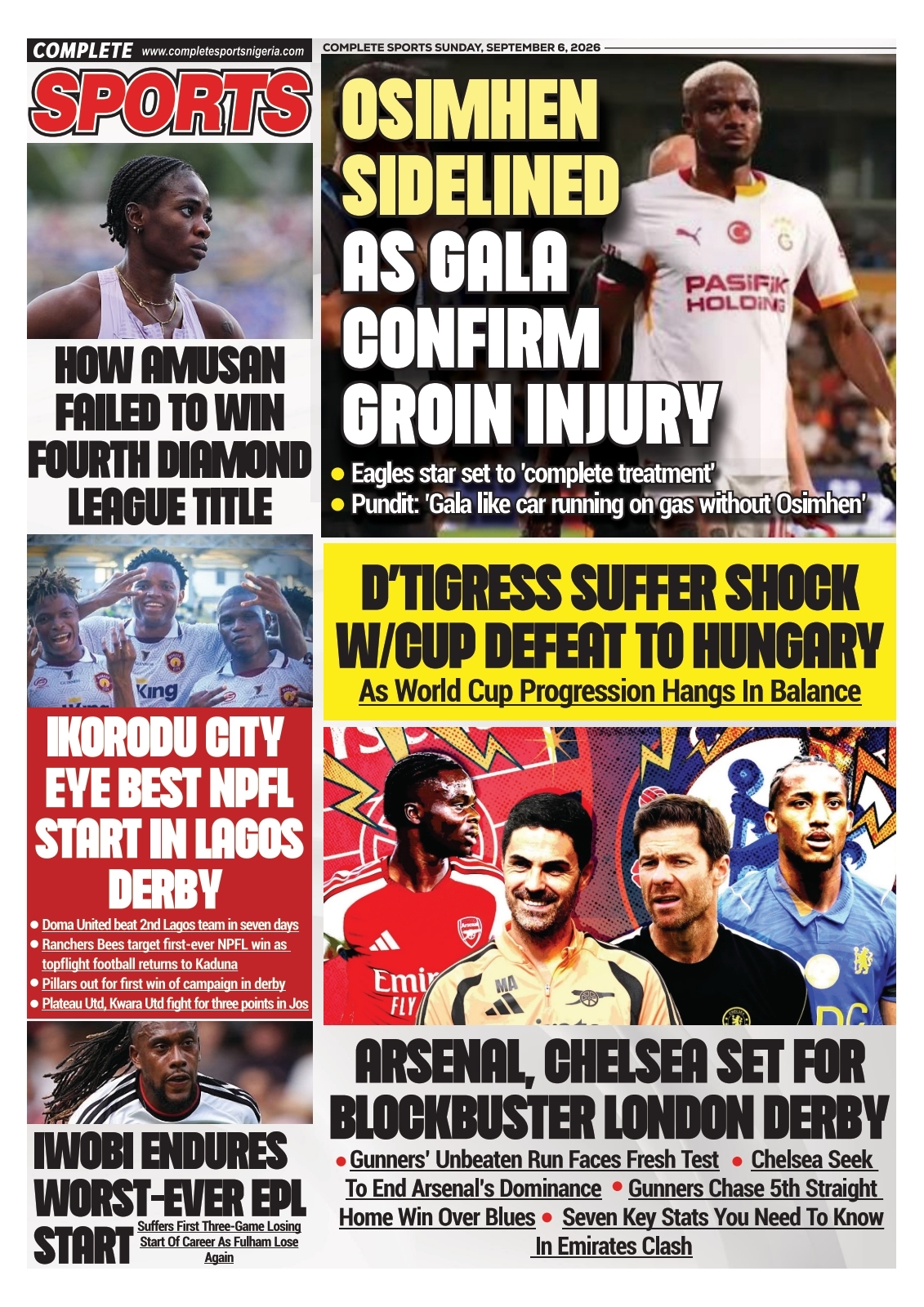 COMPLETE SPORT - SUNDAY, SEPT 6, 2026