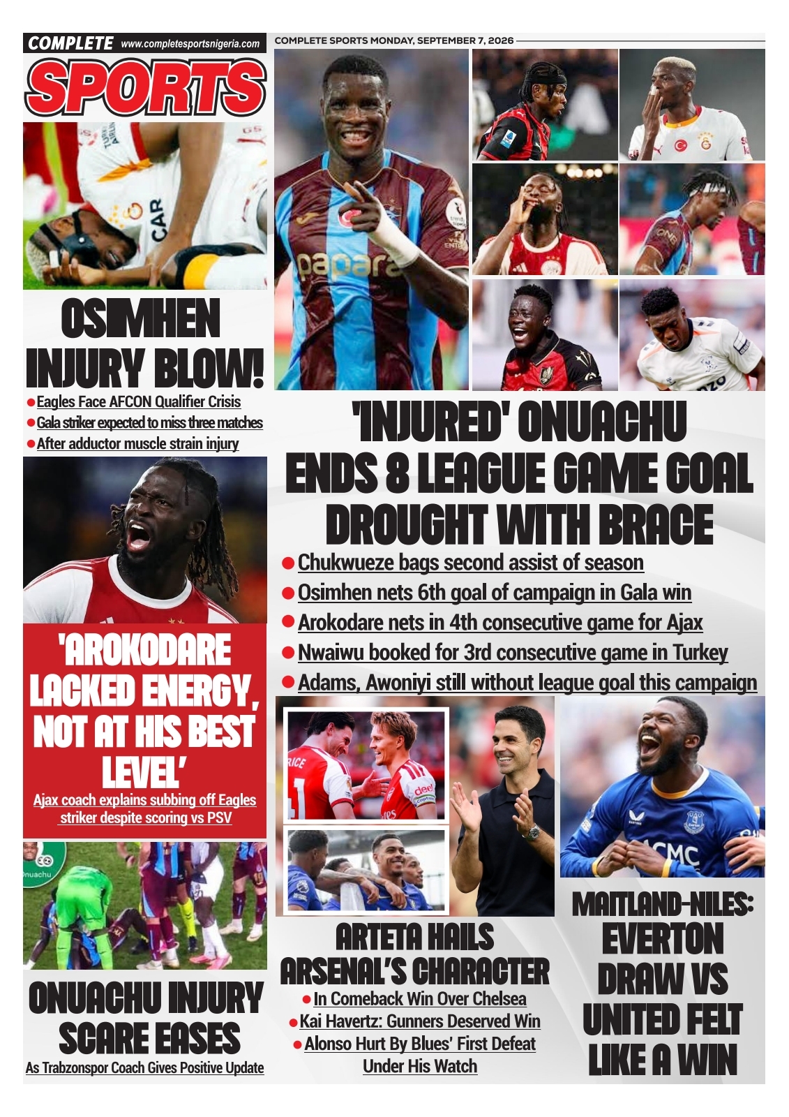 COMPLETE SPORTS - MONDAY, SEPT 7, 2026