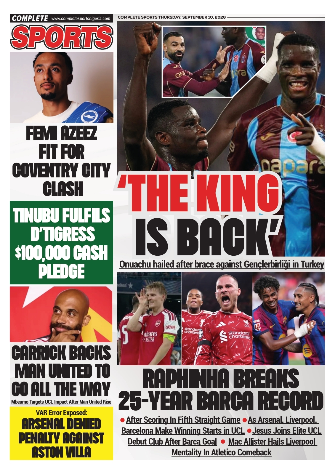 COMPLETE SPORTS - THURSDAY, SEPT 10, 2026