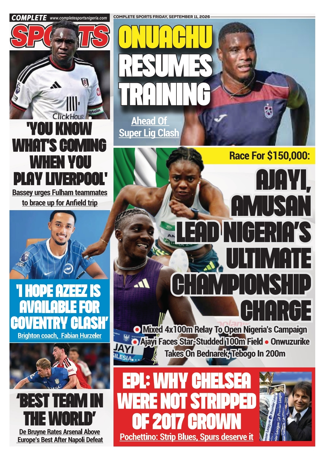 COMPLETE SPORTS - FRIDAY, SEPT 11, 2026