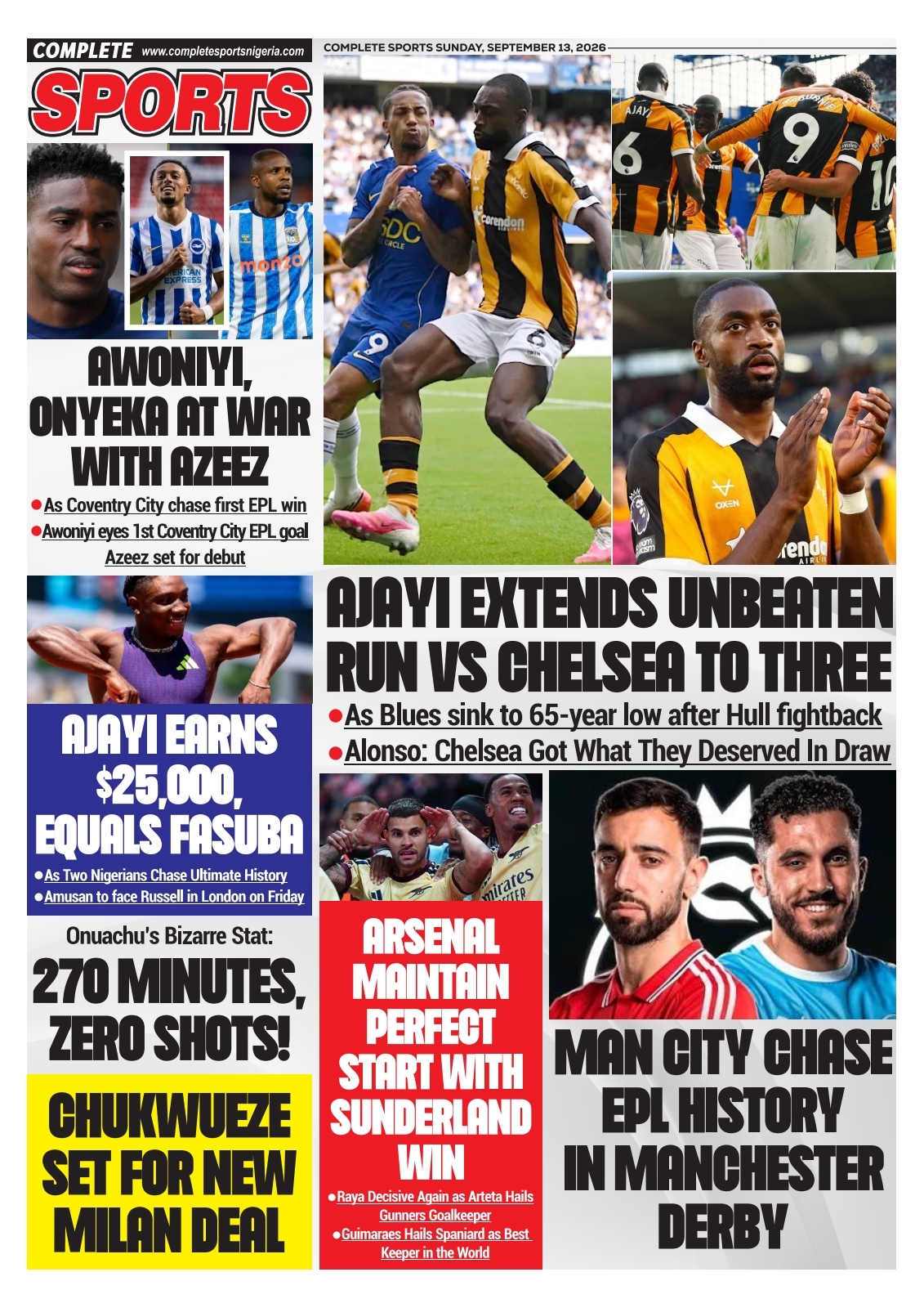 COMPLETE SPORTS - SUNDAY, SEPT 13, 2026
