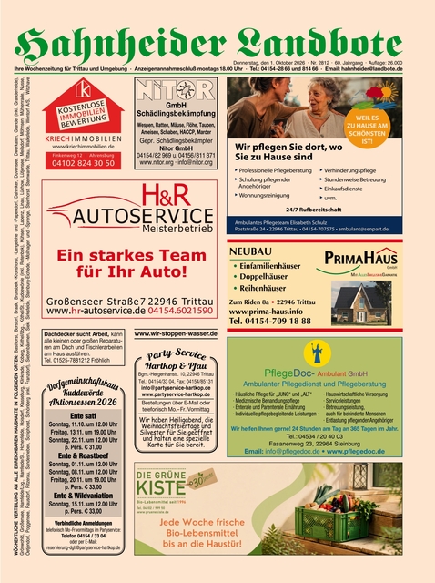 Hahnheider Landbote vom 01.10.2026